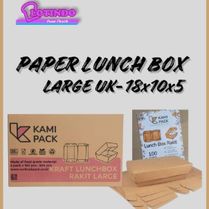 "PAPER LUNCH BOX RECT ""L""(LARGE) KRAFT UK-18X10X5 ISI 100'PCS"