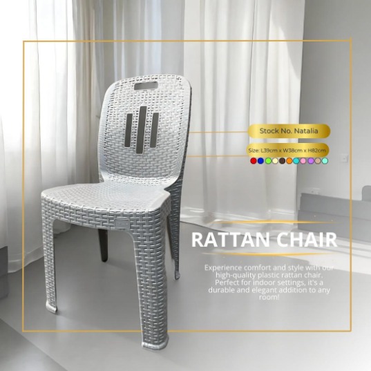 Rattan Chair Gray ( with backrest )