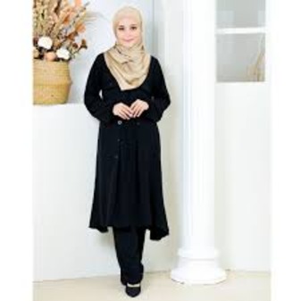 JUBAH SELUAR COTTON AS-SAFWAH (HITAM)