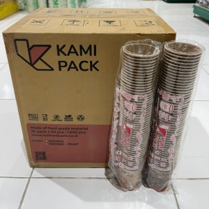 "PAPER CUP (COKLAT) MOTIF COFFEE 8'OZ @50PCS"