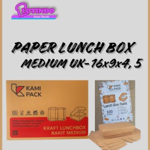 "PAPER LUNCH BOX ""M""(MEDIUM) KRAFT UK-16X9X4,5 ISI 100'PCS"