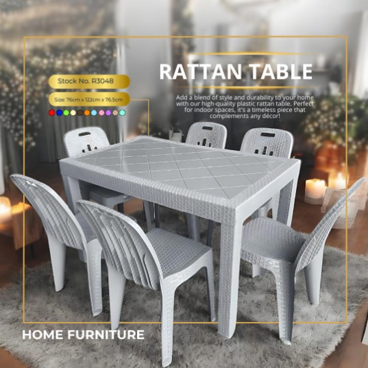 Rattan Table Gray (Rectangle) 30 x 48