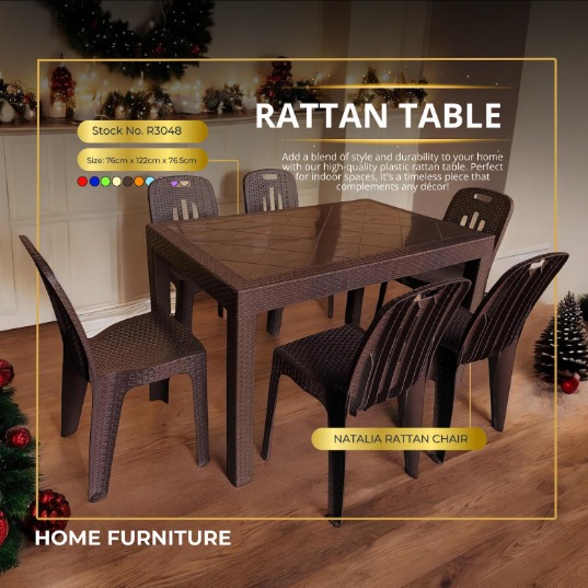 Rattan Table Brown 